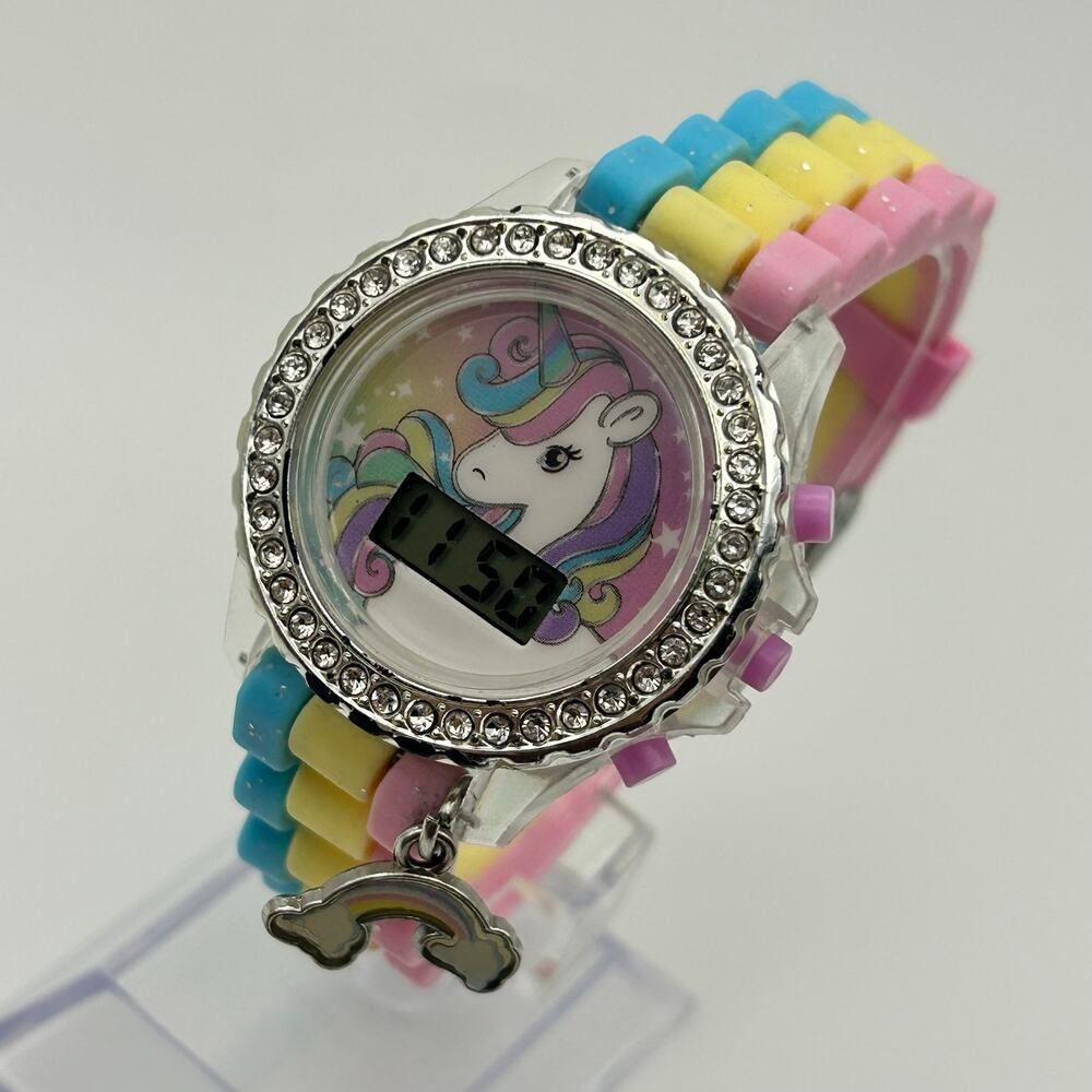 Accutime Unicorn LCD Light-up Crystal Bezel Kids Watch, Working